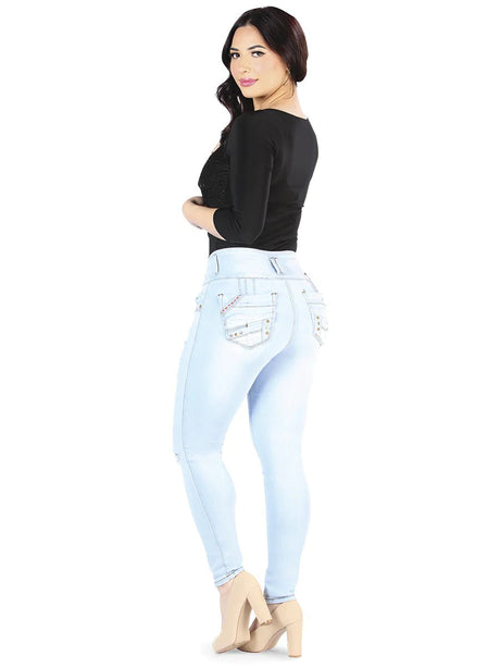 Pantalón Colombiano Para Mujer Mezclilla Soft & Stretch ESTILO CLB572 - BELLEZA'S - Pantalón Colombiano Para Mujer Mezclilla Soft & Stretch ESTILO CLB572 - Pantalones Colombianos - CLB 572 1