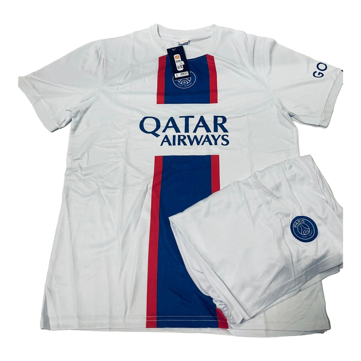 PSG PARIS QATAR Men's Sports Jersey T-Shirts & Shorts WHITE-00119 - BELLEZA'S - PSG PARIS QATAR Men's Sports Jersey T-Shirts & Shorts WHITE-00119 - JERSEY - 00119
