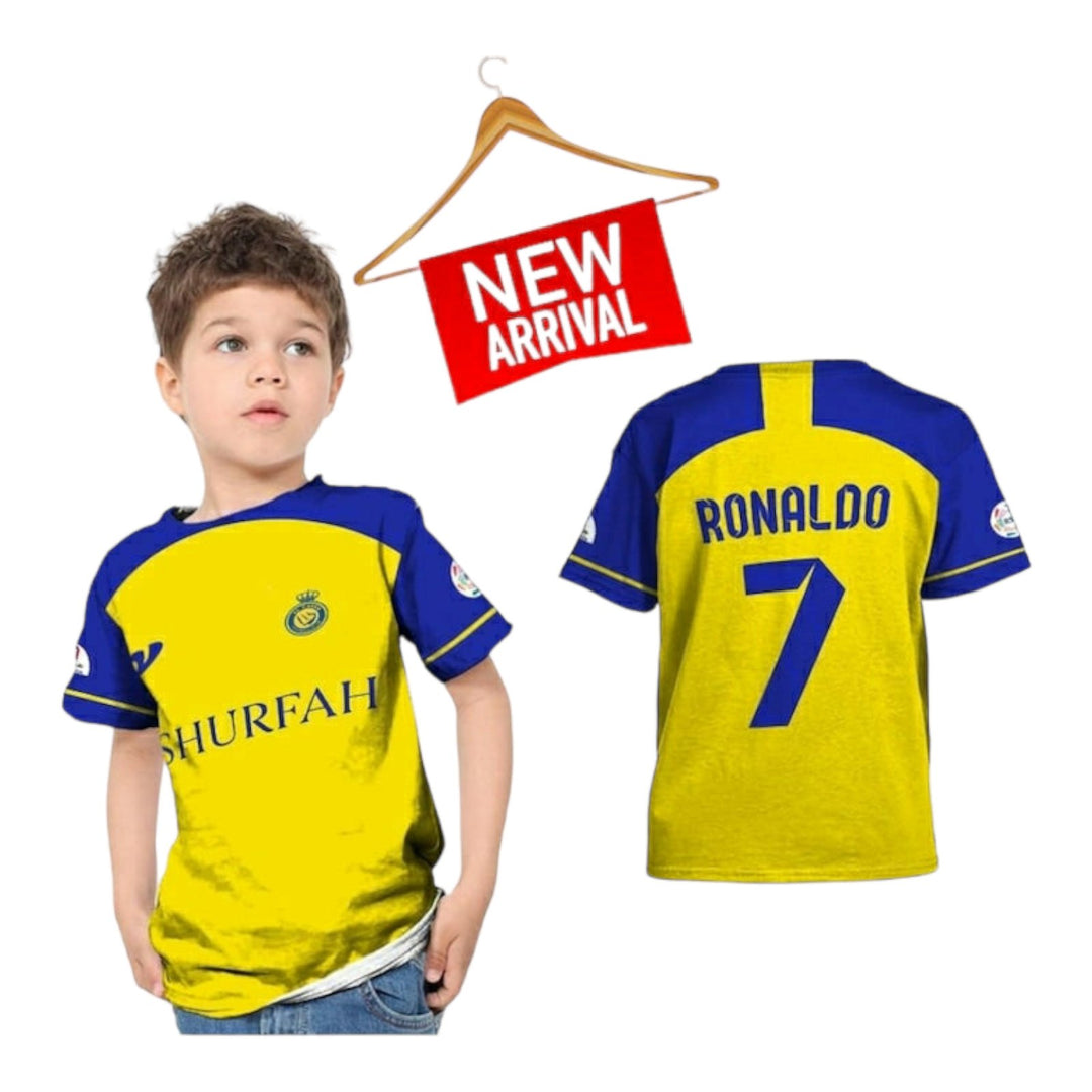 RONALDO #7 ALNASSR Authentic Sports Kid's Jersey T-Shirts & Shorts - BELLEZA'S - RONALDO #7 ALNASSR Authentic Sports Kid's Jersey T-Shirts & Shorts - Ronaldo 7 Jersey - 00132