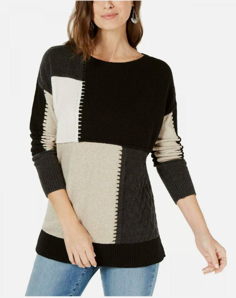 STYLE & CO. Long Sleeve Sweater Size Large Black Tan Ivory Combo Retail $59.50 - BELLEZA'S - STYLE & CO. Long Sleeve Sweater Size Large Black Tan Ivory Combo Retail $59.50 - BELLEZA'S - -