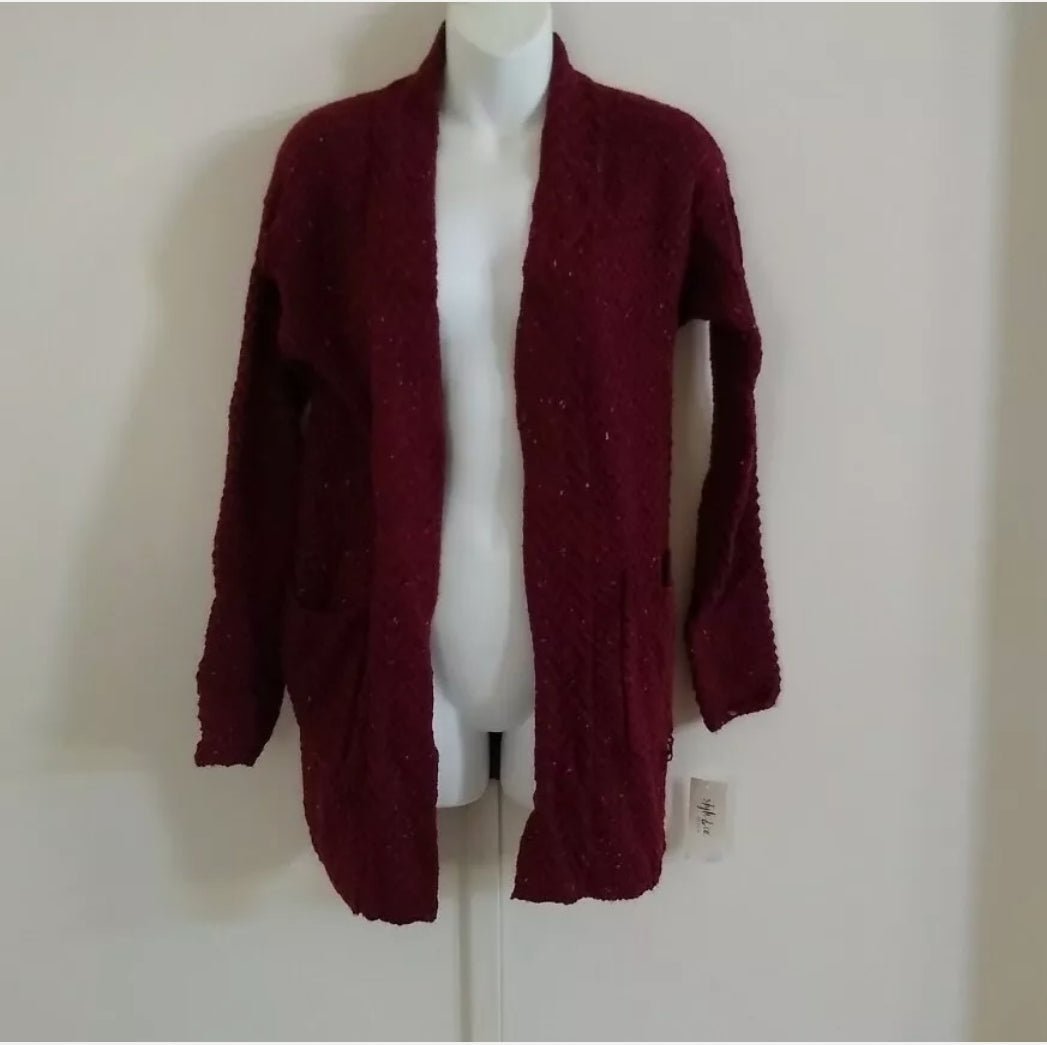 Style & Co Long Sleeve w/Pockets Completer Scarlet Wine Open Cardigan Size PS - BELLEZA'S - Style & Co Long Sleeve w/Pockets Completer Scarlet Wine Open Cardigan Size PS - BELLEZA'S - -