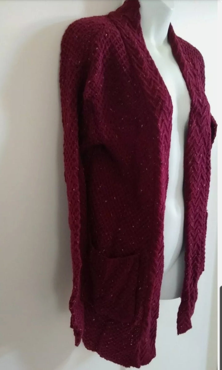 Style & Co Long Sleeve w/Pockets Completer Scarlet Wine Open Cardigan Size PS - BELLEZA'S - Style & Co Long Sleeve w/Pockets Completer Scarlet Wine Open Cardigan Size PS - BELLEZA'S - -