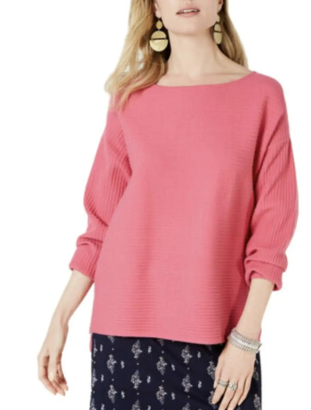 Style & Co Sweater Boatneck Rib Pullover Pink Large - BELLEZA'S - Style & Co Sweater Boatneck Rib Pullover Pink Large - BELLEZA'S - Sweater -