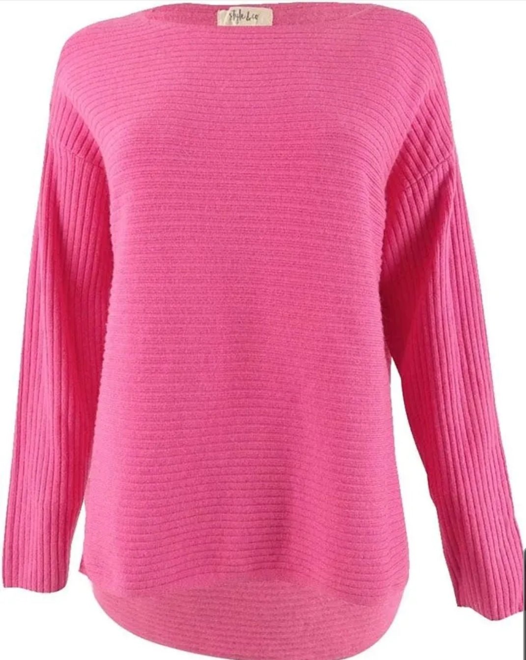 Style & Co Sweater Boatneck Rib Pullover Pink Large - BELLEZA'S - Style & Co Sweater Boatneck Rib Pullover Pink Large - BELLEZA'S - Sweater -