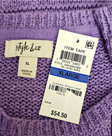 Style & Co Sweater Lilac Purple Long Sleeve Crochet Knit Pullover NWT Womens - BELLEZA'S - Style & Co Sweater Lilac Purple Long Sleeve Crochet Knit Pullover NWT Womens - BELLEZA'S - Sweater -