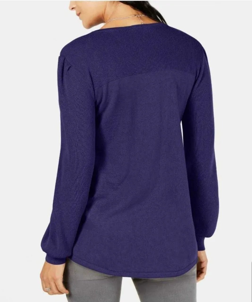 Style & Co Sweater Vneck Pleated Sleeve Tunic Purple M - BELLEZA'S - Style & Co Sweater Vneck Pleated Sleeve Tunic Purple M - BELLEZA'S - Sweater -