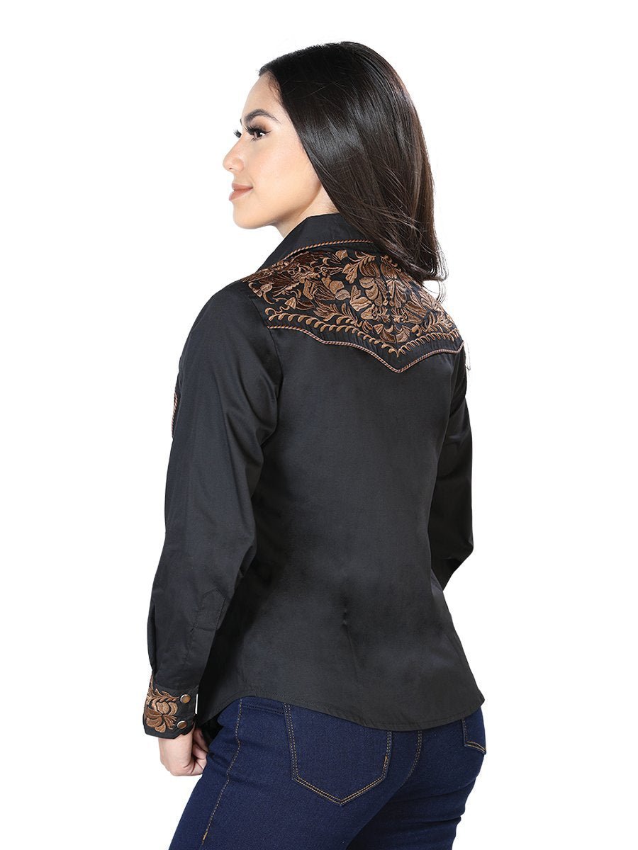 Women's Long Sleeve Western Shirt El Señor de los Cielos *BLACK/BROWN-43612* - BELLEZA'S - Women's Long Sleeve Western Shirt El Señor de los Cielos *BLACK/BROWN-43612* - BELLEZA'S - Camisa - 43612