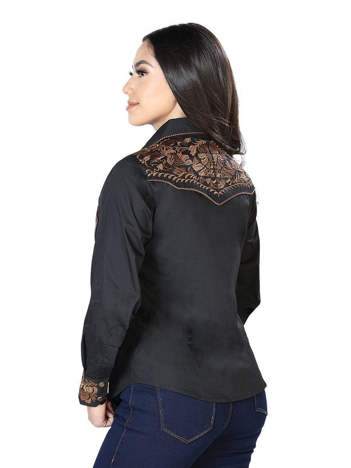 Women's Long Sleeve Western Shirt El Señor de los Cielos *BLACK/BROWN-43612* - BELLEZA'S - Women's Long Sleeve Western Shirt El Señor de los Cielos *BLACK/BROWN-43612* - BELLEZA'S - Camisa - 43612