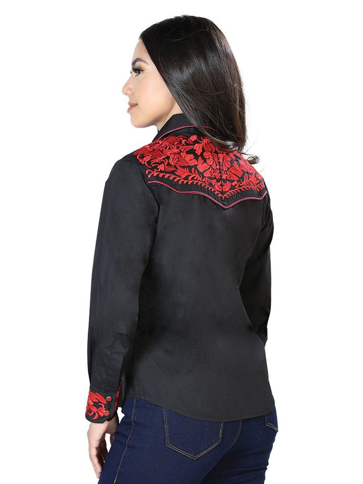 Women's Long Sleeve Western Shirt El Señor de los Cielos *Negro/Rojo-43611* - BELLEZA'S - Women's Long Sleeve Western Shirt El Señor de los Cielos *Negro/Rojo-43611* - BELLEZA'S - 43611