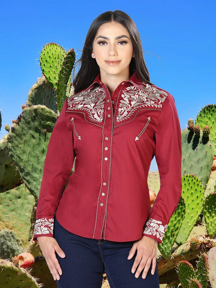 Women's Long Sleeve Western Shirt El Señor de los Cielos *Wine/Khaki-43613* - BELLEZA'S - Women's Long Sleeve Western Shirt El Señor de los Cielos *Wine/Khaki-43613* - BELLEZA'S - 43613